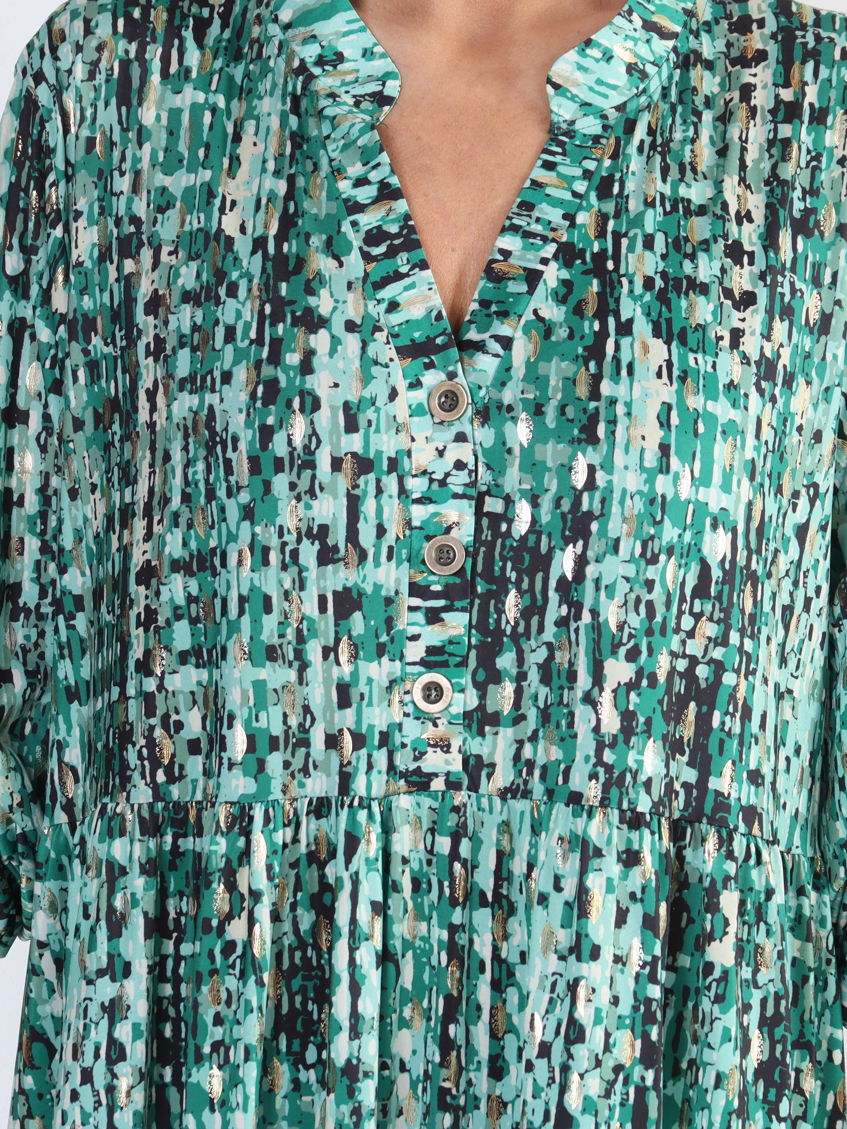 Milano Pattern Midi - Mønstret plus size kjole med lag på lag look